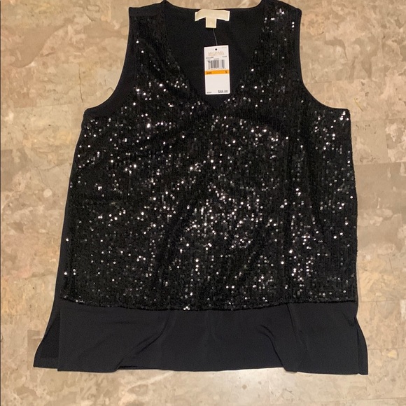 Michael Kors Black Sequin Sleeveless Top - Picture 1 of 10
